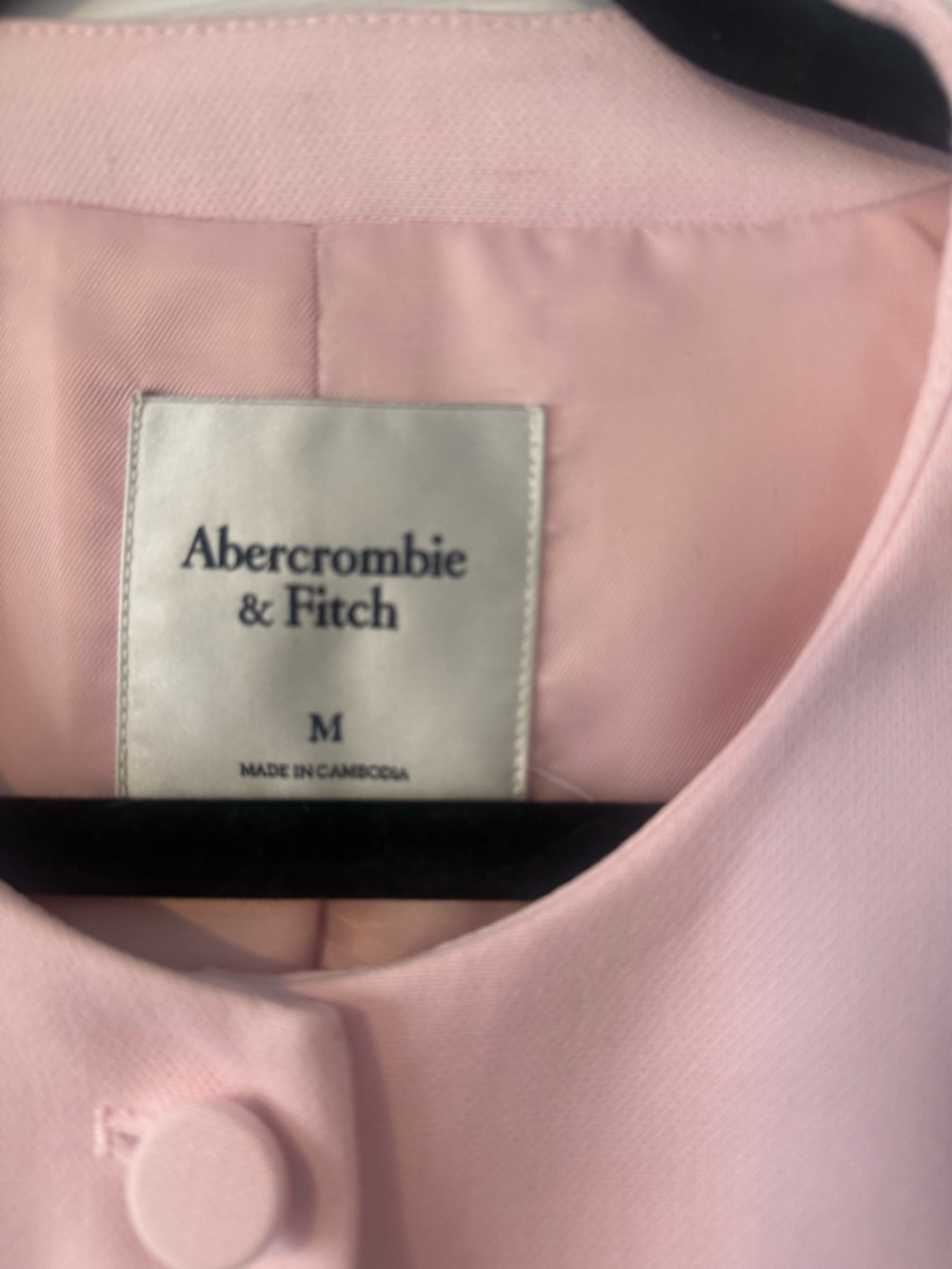 Abercrombie & Fitch Pale Pink Round-Neck Button Jacket